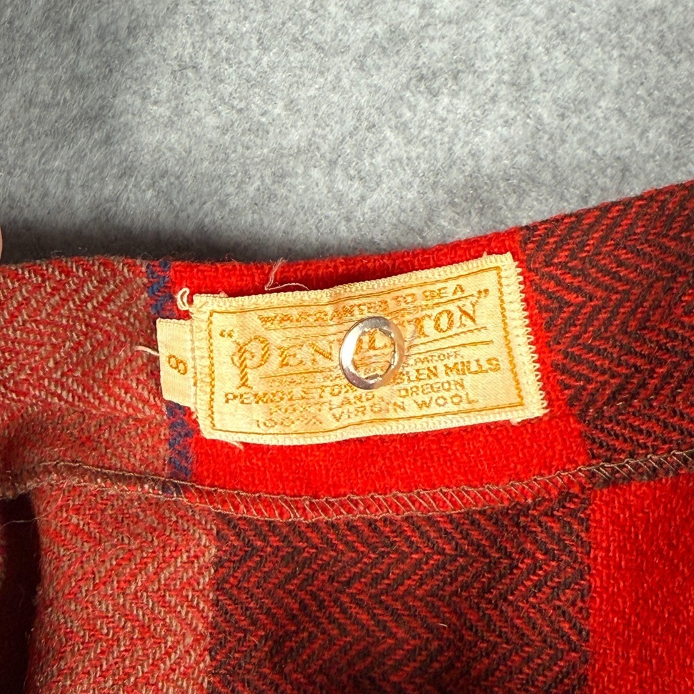 Pendleton Midi Skirt Womens L Brown Red Plaid Wool Vintage Pleated Made in USA - Picture 2 of 7